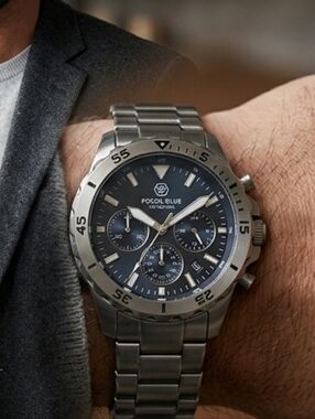 Fossil Men’s Stainless Steel Chronograph Watch - Blue Dial, Silver Bracelet